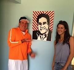 Bill admiring street art tribute at the office by Sarah Silbiger 2014